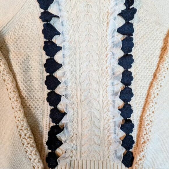 NWOT J Crew Embellished Cable Knit Ruffle Sweater - Picture 10 of 12